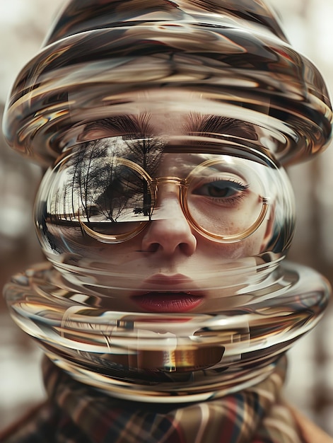 una mujer con un par de gafas con una cara que dice que está usando un par de espejos con borde de oro