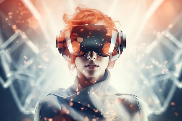 Una mujer con un par de gafas virtuales imagen generativa de ai