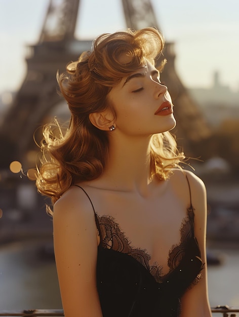 Foto mujer en parís