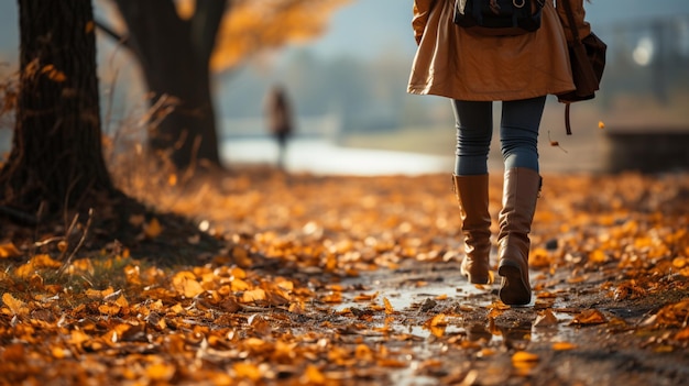 Mujer paseando por el parque