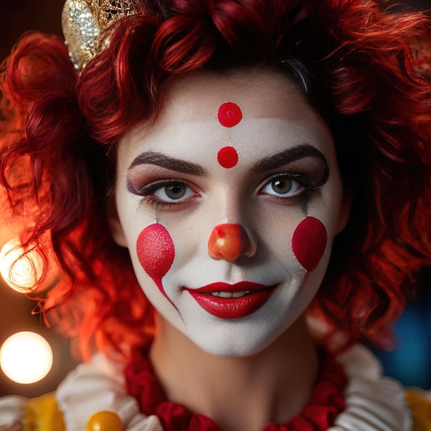 mujer payaso sonriendo