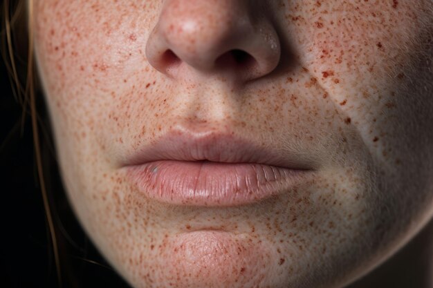 Foto una mujer con pecas en la cara