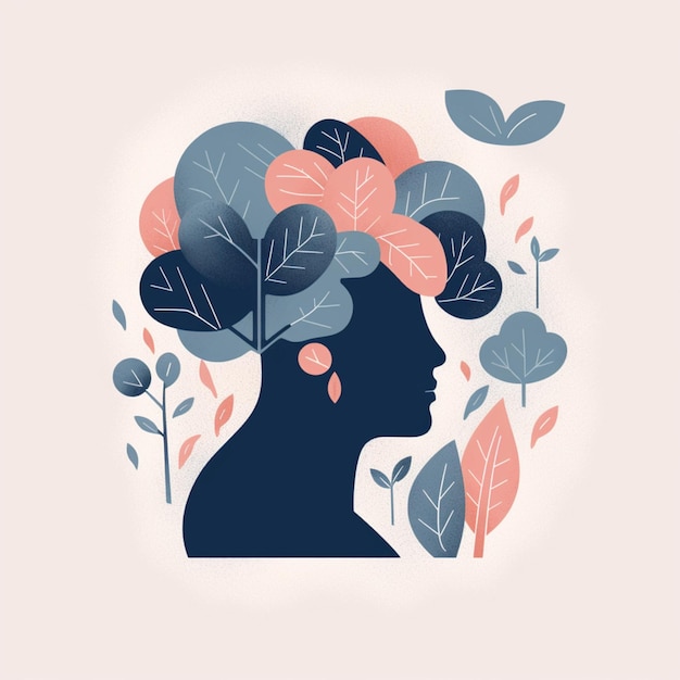 Una mujer con un peinado y flores en la cabeza Psicoterapia de salud mental
