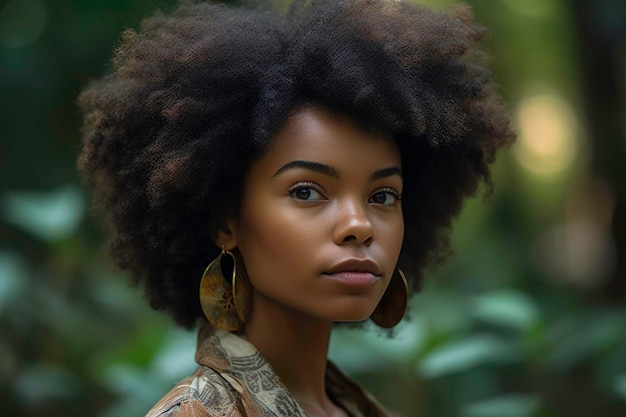 Una mujer con un peinado natural.