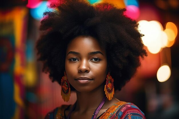 Una mujer con un peinado natural.