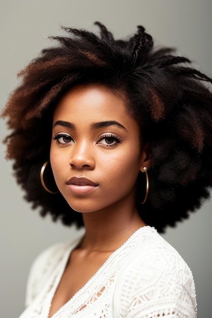 Una mujer con un peinado natural.