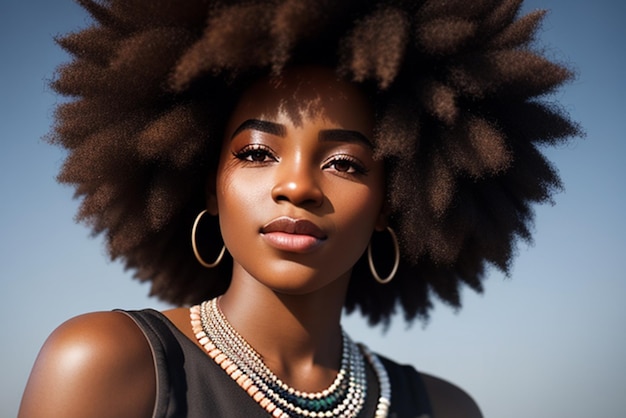 Una mujer con un peinado natural.