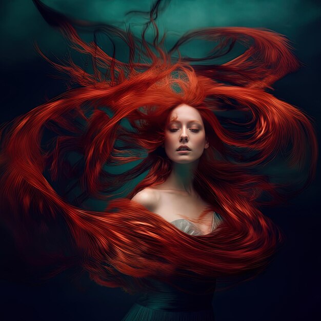 una mujer con el pelo rojo con la palabra diablo en el medio