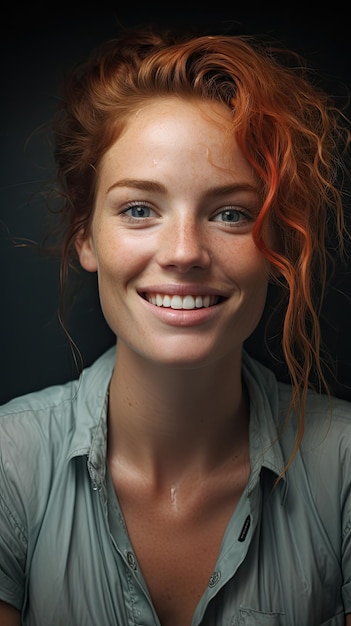 una mujer con el pelo rojo