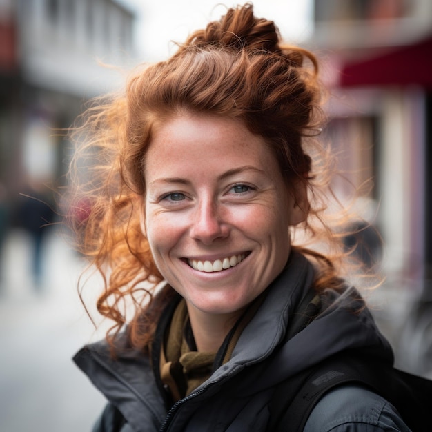 una mujer con el pelo rojo