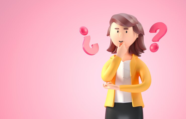 Foto mujer, pensamiento, negocio, 3d, ilustración