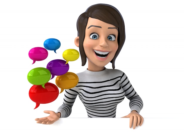 Mujer de personaje casual de dibujos animados en 3D divertido