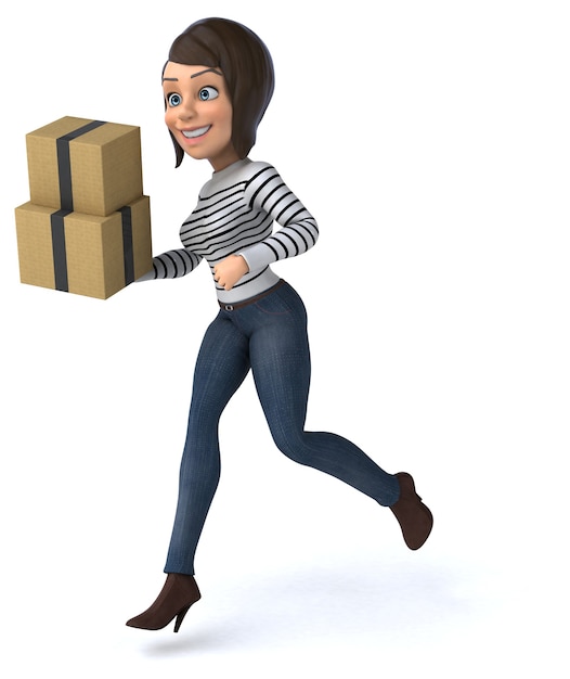 Mujer de personaje casual de divertidos dibujos animados en 3D