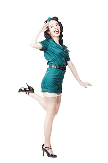 Foto mujer pin-up militar