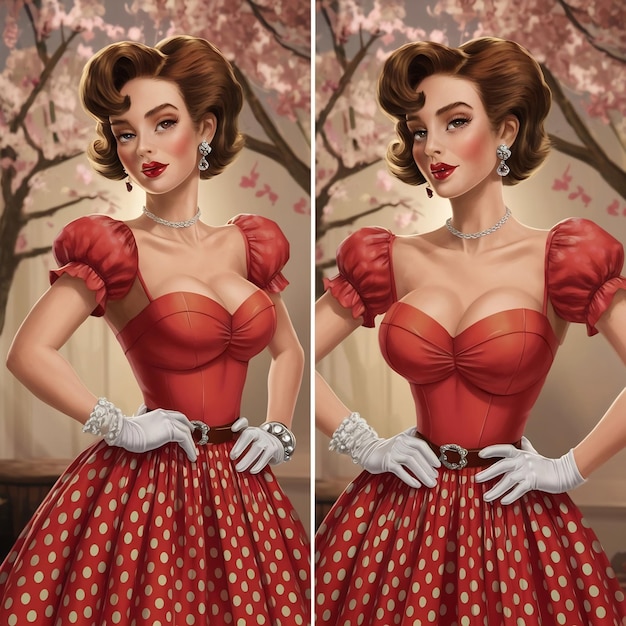 Foto mujer de pin-up con un vestido lindo