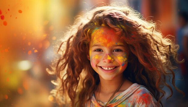 una mujer con pintura colorida en su rostro