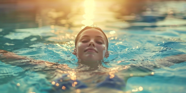 mujer en la piscina IA generativa