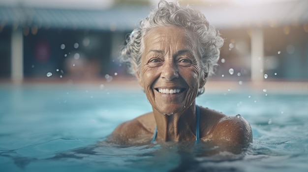 mujer en la piscina