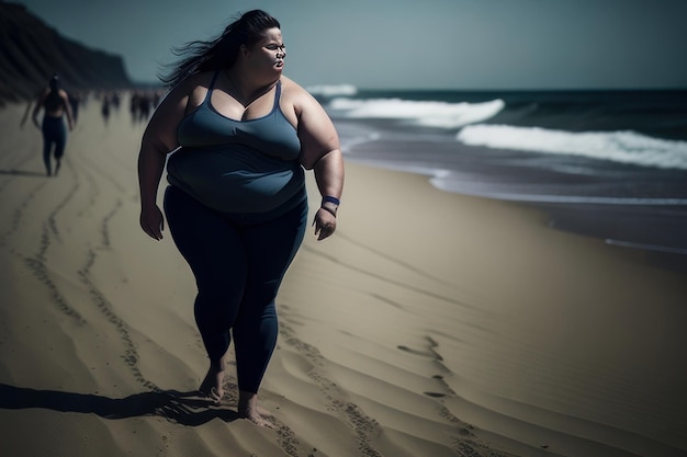 Mujer en la playa IA generativa