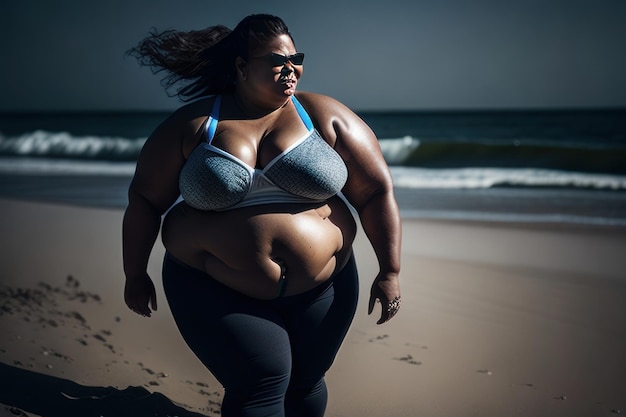 Mujer en la playa IA generativa