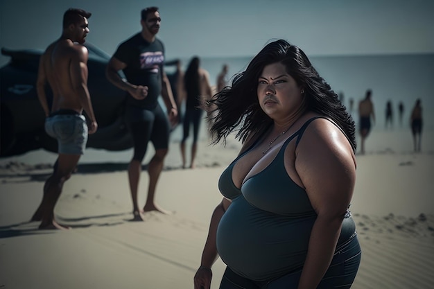 Mujer en la playa IA generativa