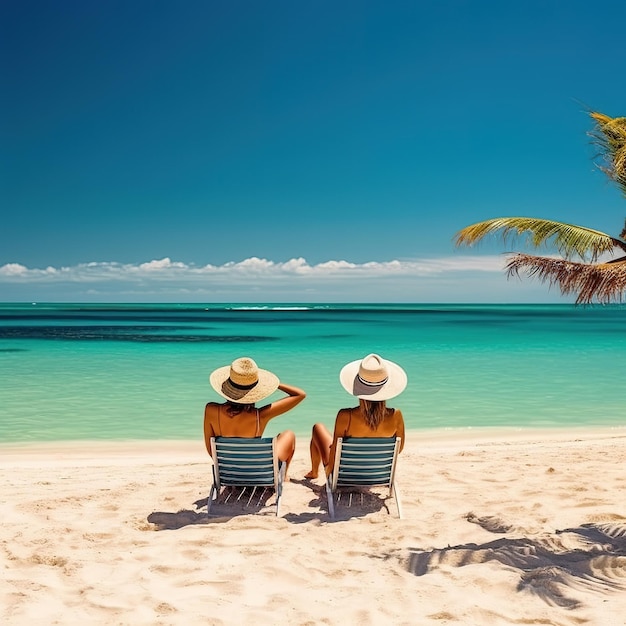 Foto mujer en la playa con sombrero