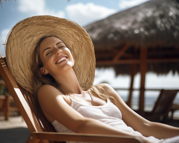 Foto mujer en la playa