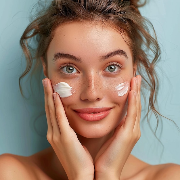 una mujer con polvo blanco en la cara y las palabras naturales en la cara