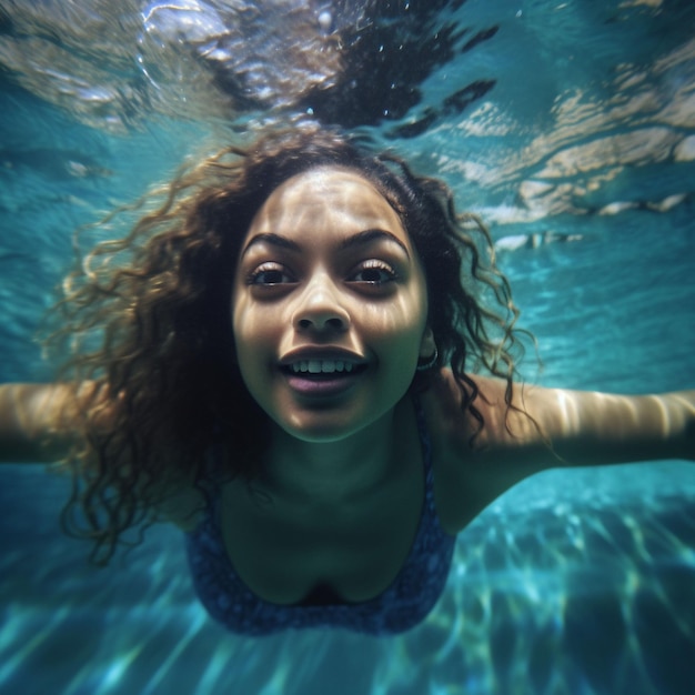 Mujer posando bajo el agua