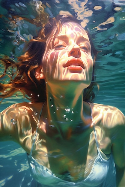 Foto mujer posando bajo el agua