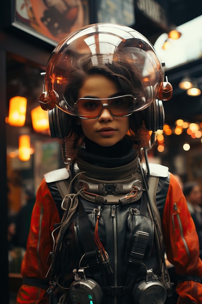 Foto una mujer con una prenda y gafas