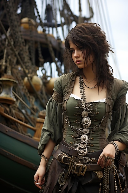 una mujer con una prenda de pirata