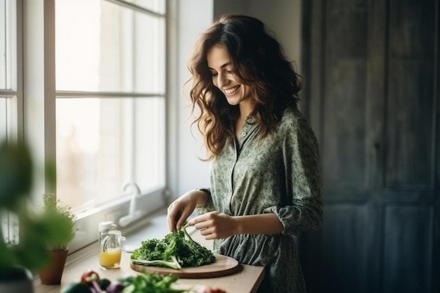 una mujer preparando una comida en la cocina