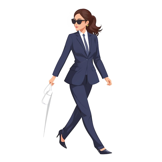 Mujer profesional caminando en traje de negocios ilustración vectorial