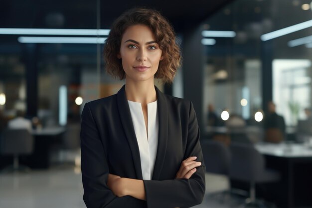 Mujer profesional en traje en una oficina moderna