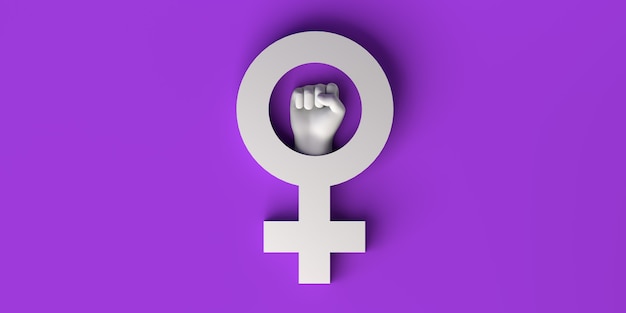 Mujer puño Día Internacional para la Eliminación de la Violencia contra la Mujer Feminismo Ilustración 3D