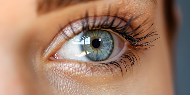 Mujer que recibe un procedimiento cosmético de primer plano en el área de los ojos Concepto Procedimiento cosmético Área de los ojos Tratamiento de belleza de primer plano Cuidado de la piel