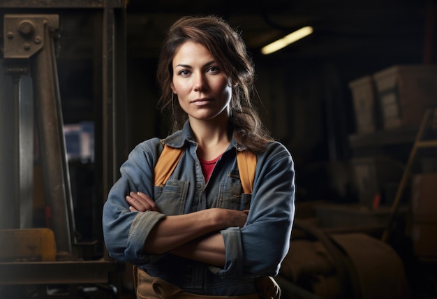 Mujer que trabaja como trabajadora de la construcción