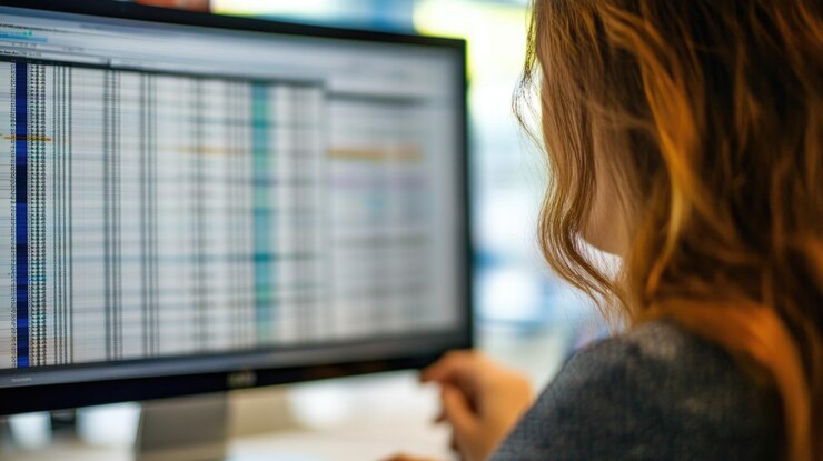 Foto mujer que usa la computadora portátil