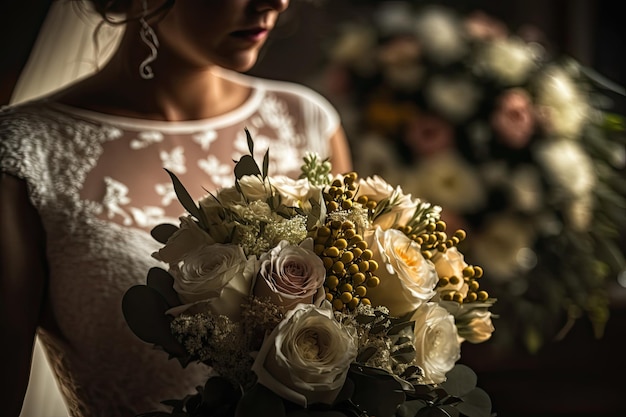 Mujer con ramo de novia