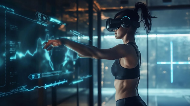 una mujer en realidad virtual usando gafas de realidad virtual