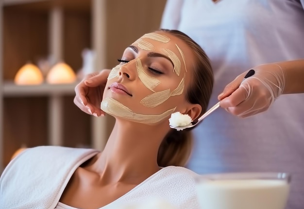 Mujer recibiendo un producto para el cuidado facial