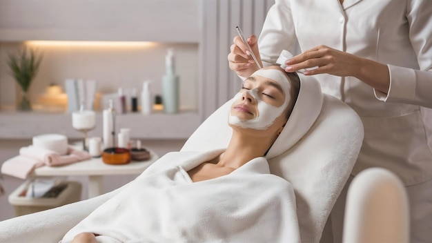 Mujer recibiendo un tratamiento de belleza para el cuidado de la piel