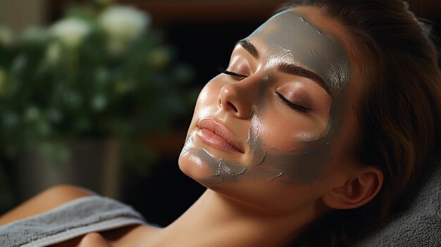 Foto una mujer recibiendo un tratamiento facial en su cara