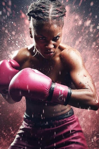 Foto una mujer en un ring de boxeo con la palabra en él