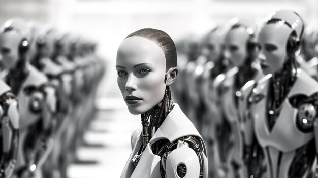 Una mujer en un robot blanco Arte generativo con IA