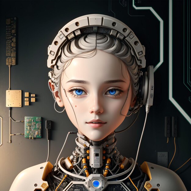 mujer robot de tecnología