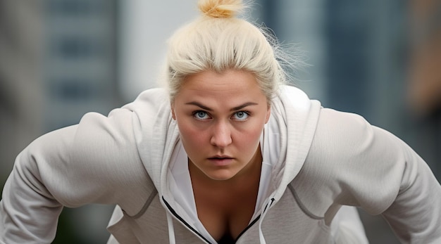 Mujer en ropa de ejercicio de yoga haciendo flexiones