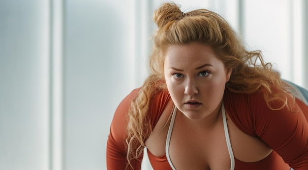 Mujer en ropa de ejercicio de yoga haciendo flexiones