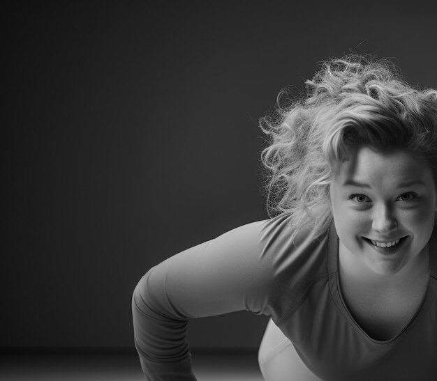 Mujer en ropa de ejercicio de yoga haciendo flexiones